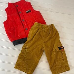 Catimini & Kids Headquarters Boys Corduroy Pants & Red Vest Set Size 12M